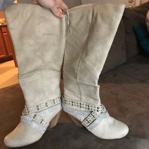SOLD! Rhinestone Cream Boots